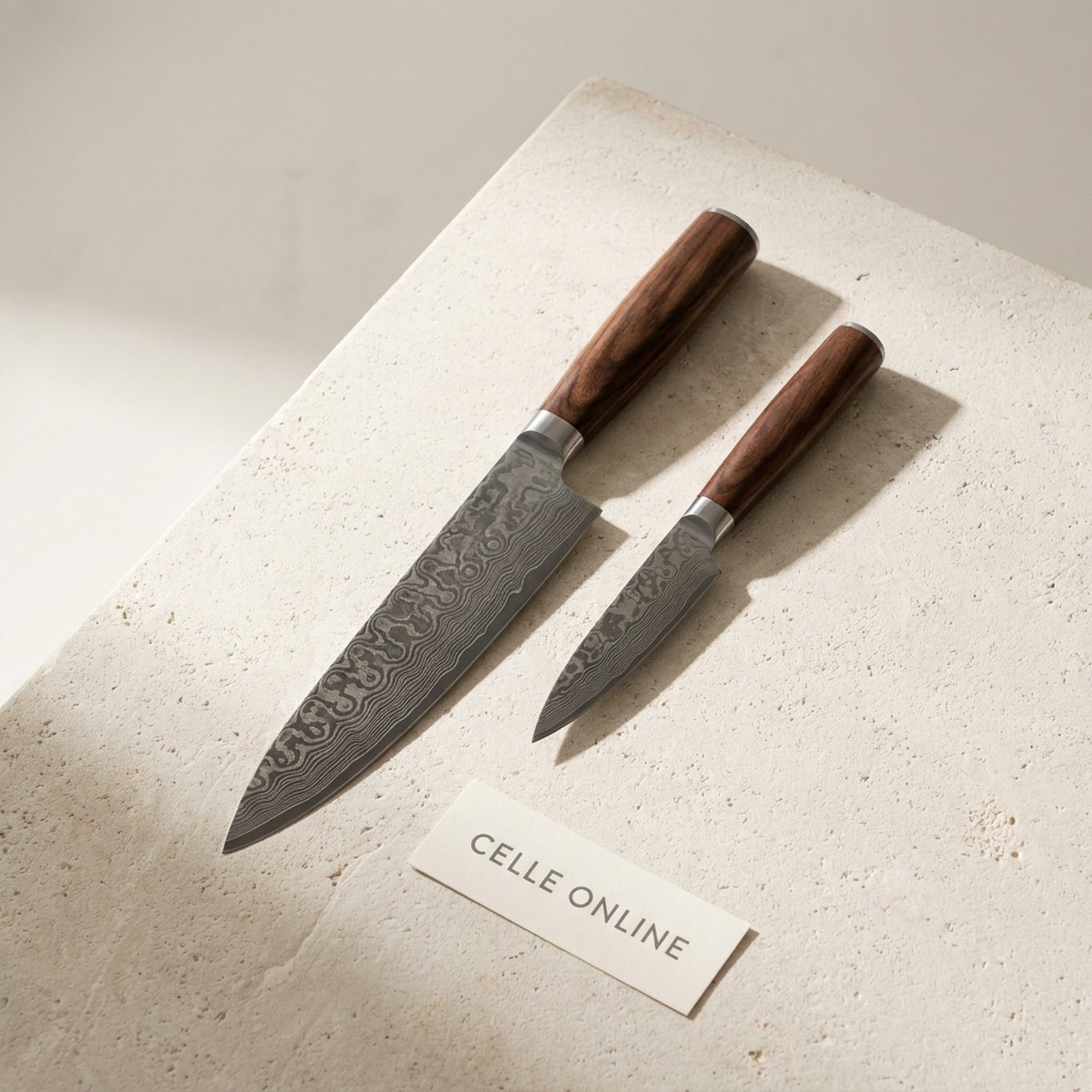 Damascus Knife Pair - Celle Online